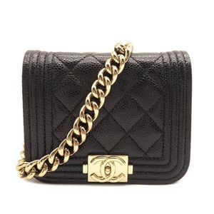 Chanel Waist Bag Boy Belt Bag Shoulder Bag Pouch Black Caviar Skin